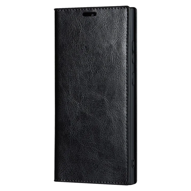 Funda para Samsung Galaxy S23 Ultra Textura de piel de caballo loco Cubierta de cartera de piel dividida - Negro