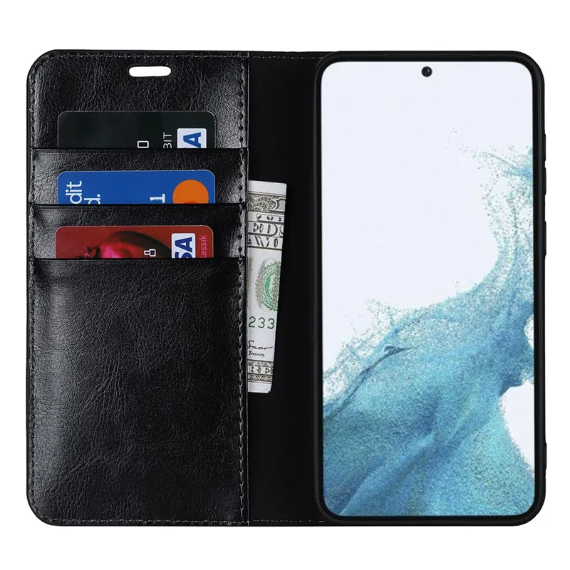 Чехлы для телефона Samsung Galaxy S23 - Crazy Horse Texture Split Leather Wallet Cover - Чёрный
