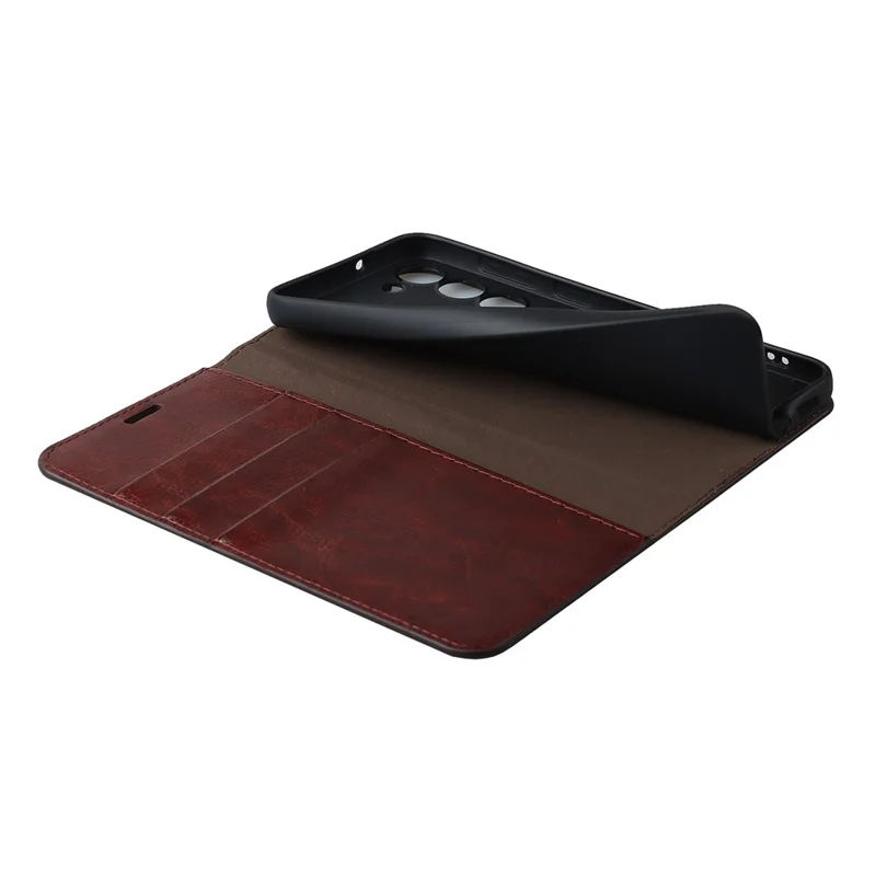 For Samsung Galaxy S23 Cell Phone Cases Crazy Horse Texture Split Leather Wallet Cover - Dark Brown
