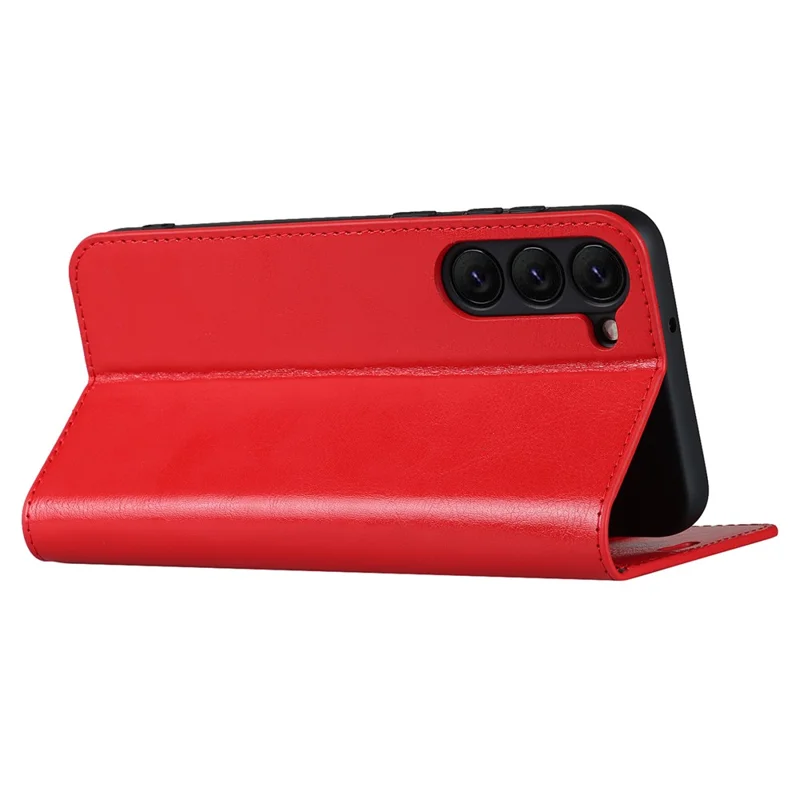 For Samsung Galaxy S23 Cell Phone Cases Crazy Horse Texture Split Leather Wallet Cover - Red