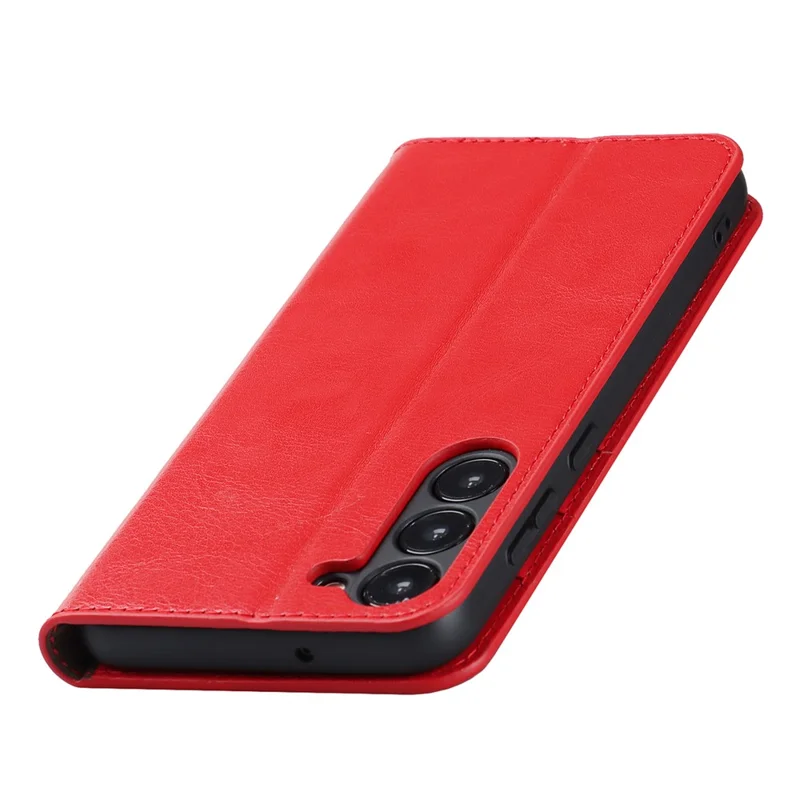 For Samsung Galaxy S23 Cell Phone Cases Crazy Horse Texture Split Leather Wallet Cover - Red