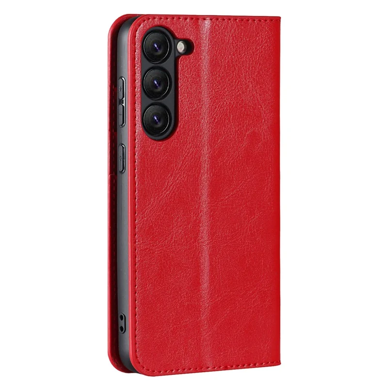 For Samsung Galaxy S23 Cell Phone Cases Crazy Horse Texture Split Leather Wallet Cover - Red