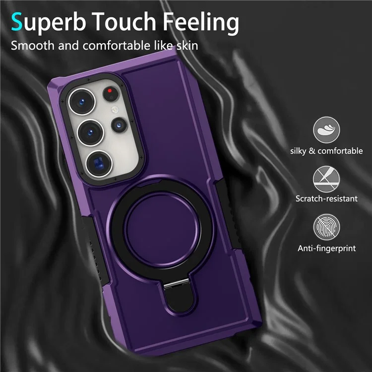 Pour Samsung Galaxy S24 Ultra Case TPU+PC 2-en-1 Bague Kickstand Coque antichoc - Violet foncé