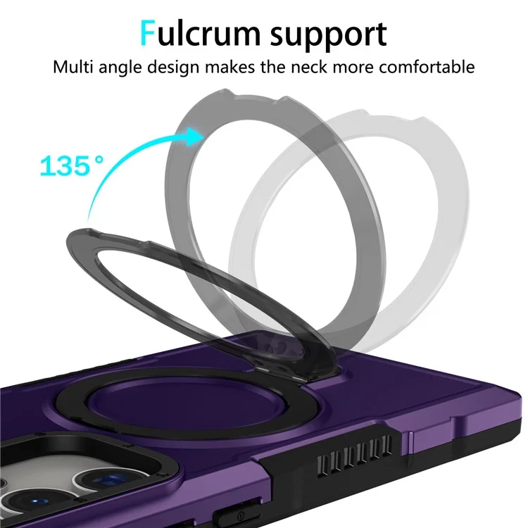 Pour Samsung Galaxy S24 Ultra Case TPU+PC 2-en-1 Bague Kickstand Coque antichoc - Violet foncé