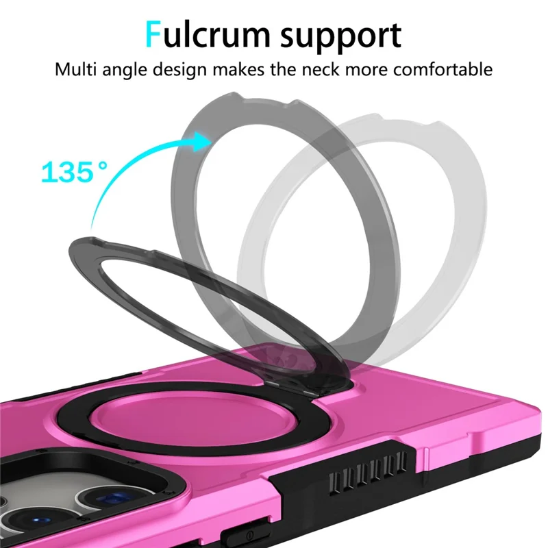 For Samsung Galaxy S24 Ultra Case TPU+PC 2-in-1 Ring Kickstand Shockproof Cover - Pink