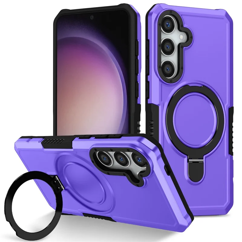 For Samsung Galaxy S24+ Case Hybrid TPU+PC Cover with Ring Holder Kickstand - Purple