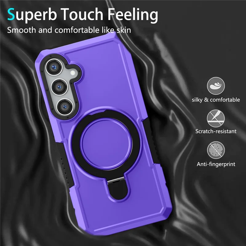 For Samsung Galaxy S24+ Case Hybrid TPU+PC Cover with Ring Holder Kickstand - Purple