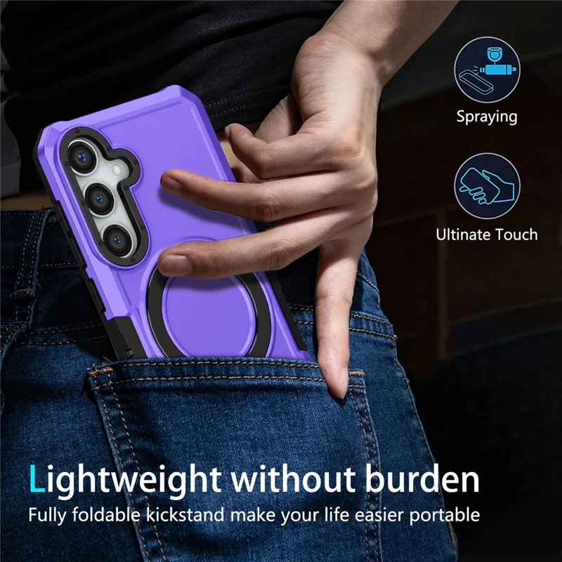 For Samsung Galaxy S24+ Case Hybrid TPU+PC Cover with Ring Holder Kickstand - Purple