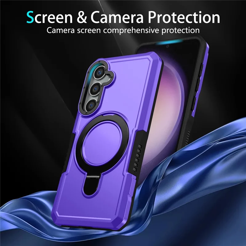 For Samsung Galaxy S24+ Case Hybrid TPU+PC Cover with Ring Holder Kickstand - Purple