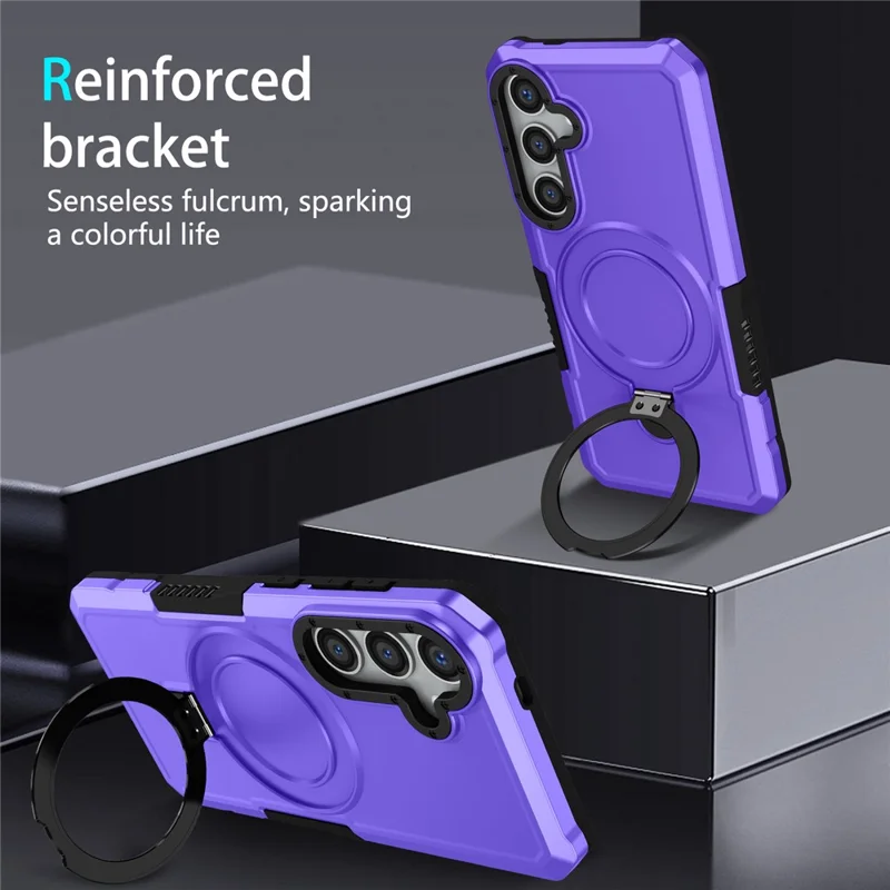 For Samsung Galaxy S24+ Case Hybrid TPU+PC Cover with Ring Holder Kickstand - Purple