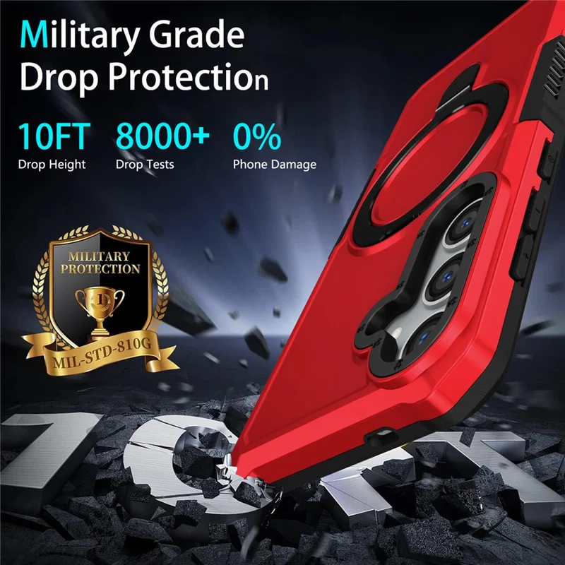 For Samsung Galaxy S24 Phone Cover TPU+PC Dual-Layer Ring Kickstand Anti-Drop Case  - Red