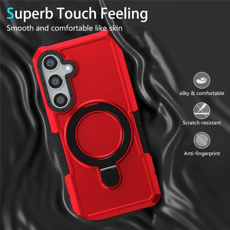 For Samsung Galaxy S24 Phone Cover TPU+PC Dual-Layer Ring Kickstand Anti-Drop Case  - Red
