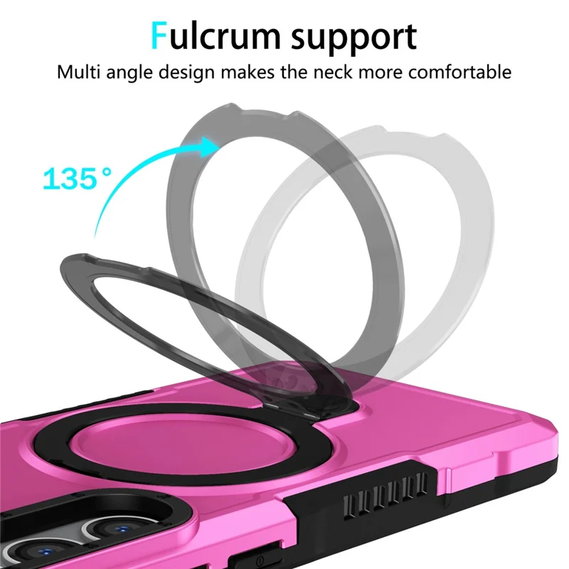 For Samsung Galaxy S24 Phone Cover TPU+PC Dual-Layer Ring Kickstand Anti-Drop Case  - Pink