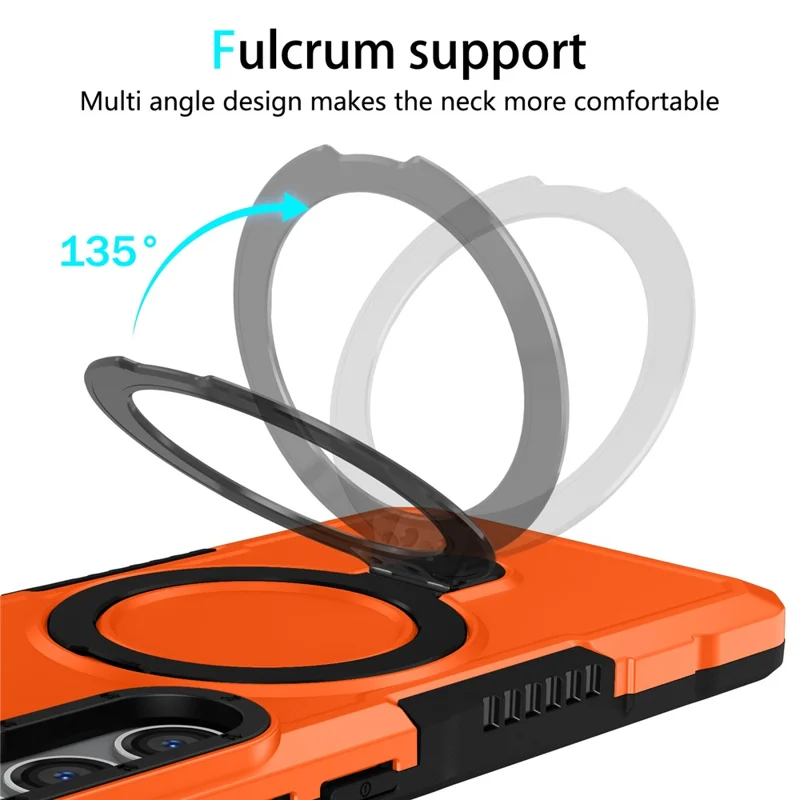 For Samsung Galaxy S24 Phone Cover TPU+PC Dual-Layer Ring Kickstand Anti-Drop Case  - Orange