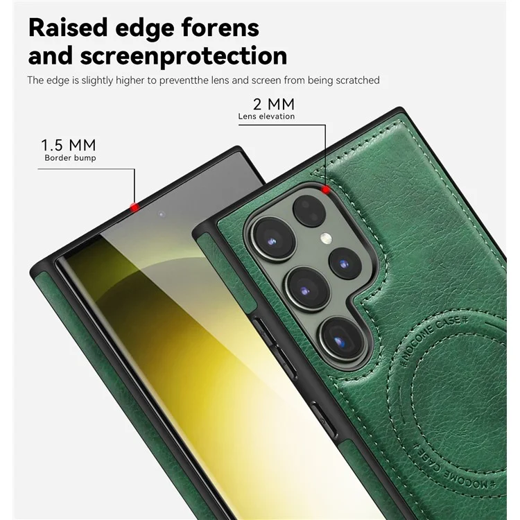 Für Samsung Galaxy S24 Ultra Magnetische Hülle mit Ständer Schutzserie - Dunkelgrün