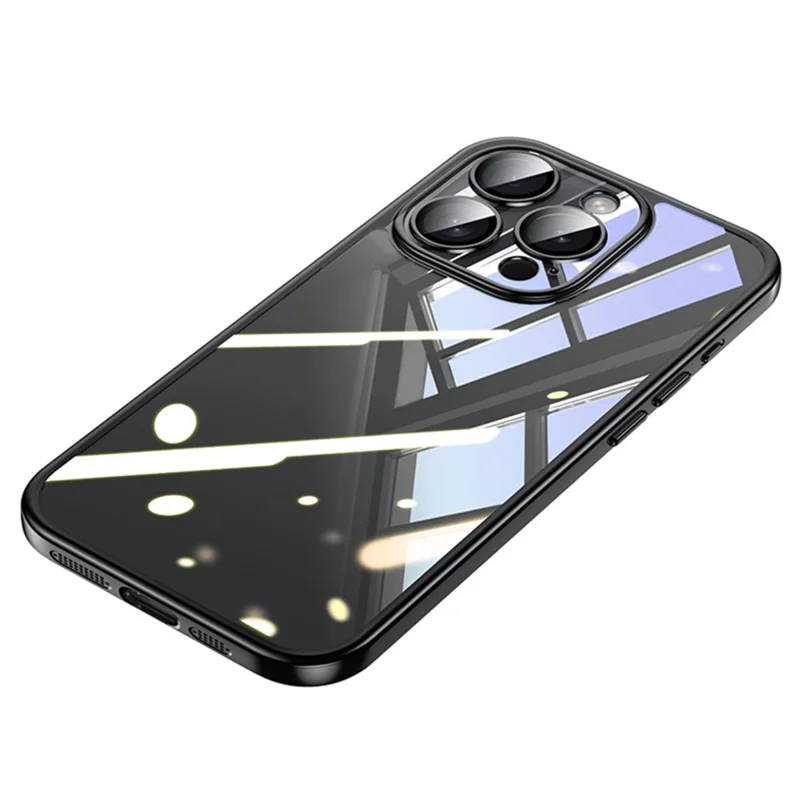 SULADA Titanium Series For iPhone 14 Pro Case with Lens Film Electroplating TPU+PC Clear Phone Case - Black