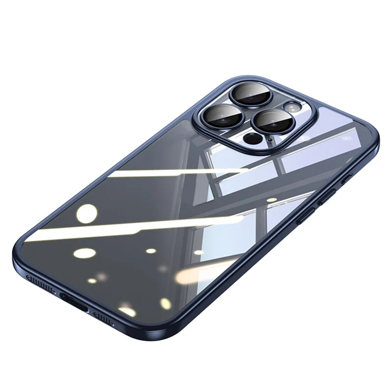 SULADA Titanium Series For iPhone 14 Pro Case with Lens Film Electroplating TPU+PC Clear Phone Case - Blue