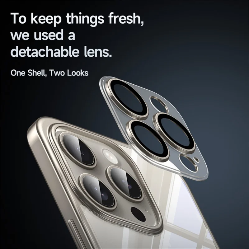 SULADA Titanium Series For iPhone 14 Pro Max Clear Case Electroplating TPU+PC Phone Case with Lens Film - Gold