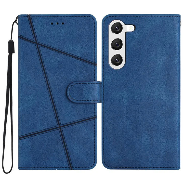 Para funda Samsung Galaxy A35 5G Líneas impresas Funda de teléfono de cuero con soporte - Azul