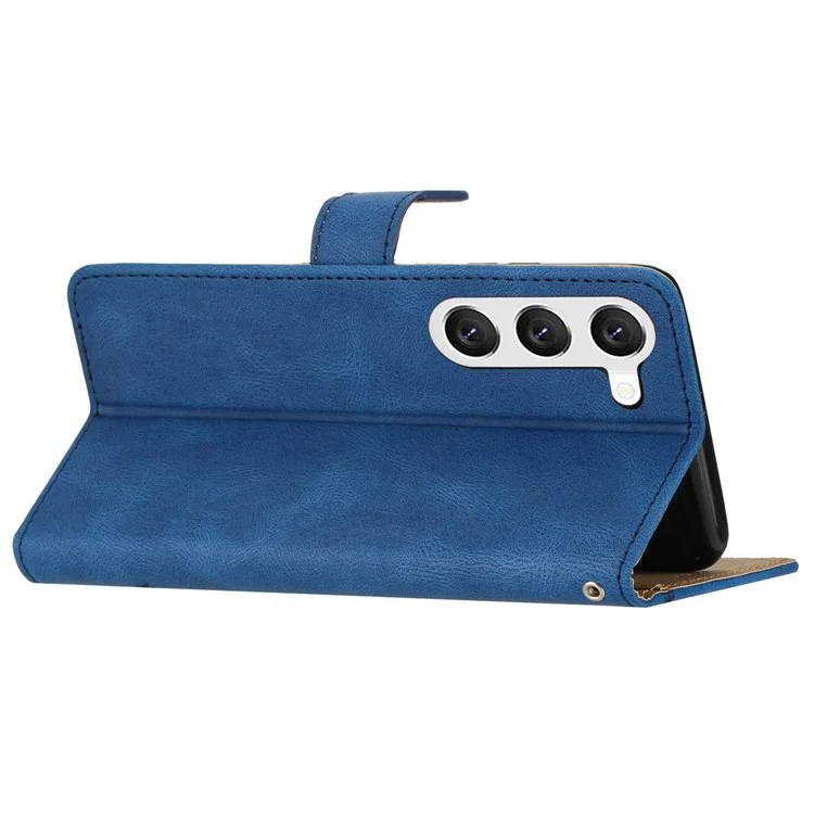Para funda Samsung Galaxy A35 5G Líneas impresas Funda de teléfono de cuero con soporte - Azul