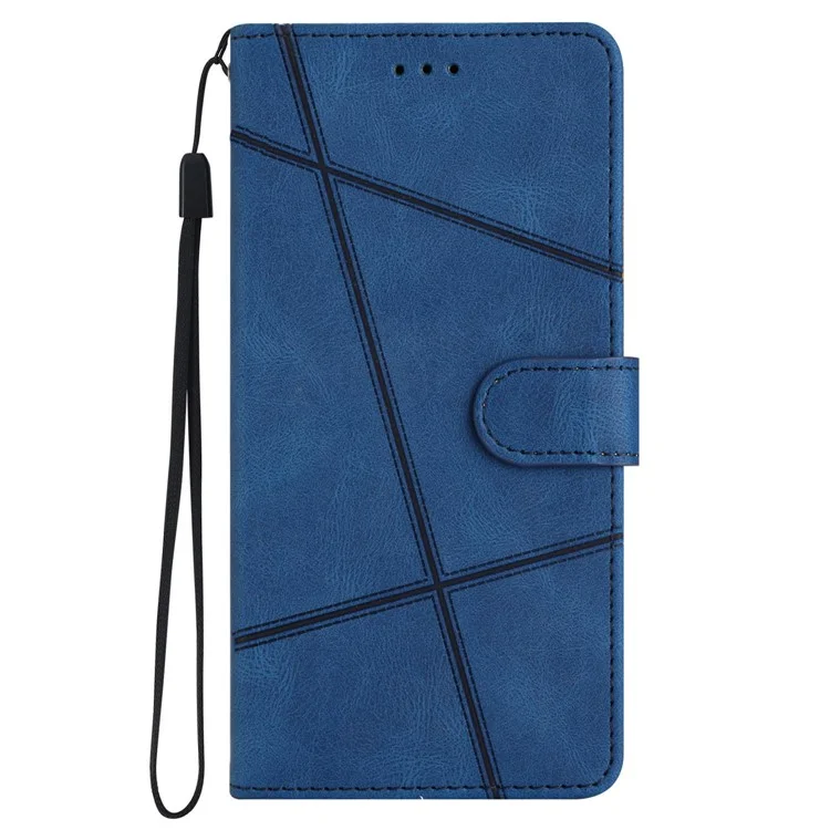 Para funda Samsung Galaxy A35 5G Líneas impresas Funda de teléfono de cuero con soporte - Azul
