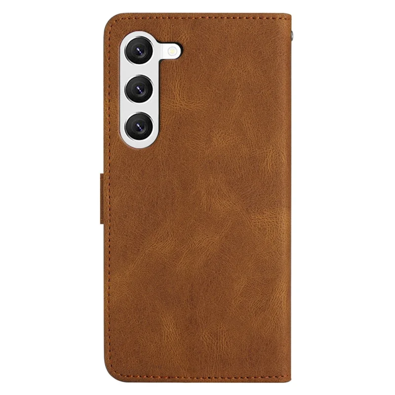 For Samsung Galaxy A35 5G Case Imprinted Lines Leather Phone Stand Cover - Brown