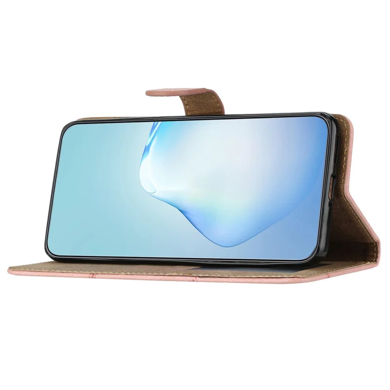 Para o Samsung Galaxy A55 5G Case de Telefone Celular Textura de Cavalo Louco Titular do Cartão Cover - Rose Gold