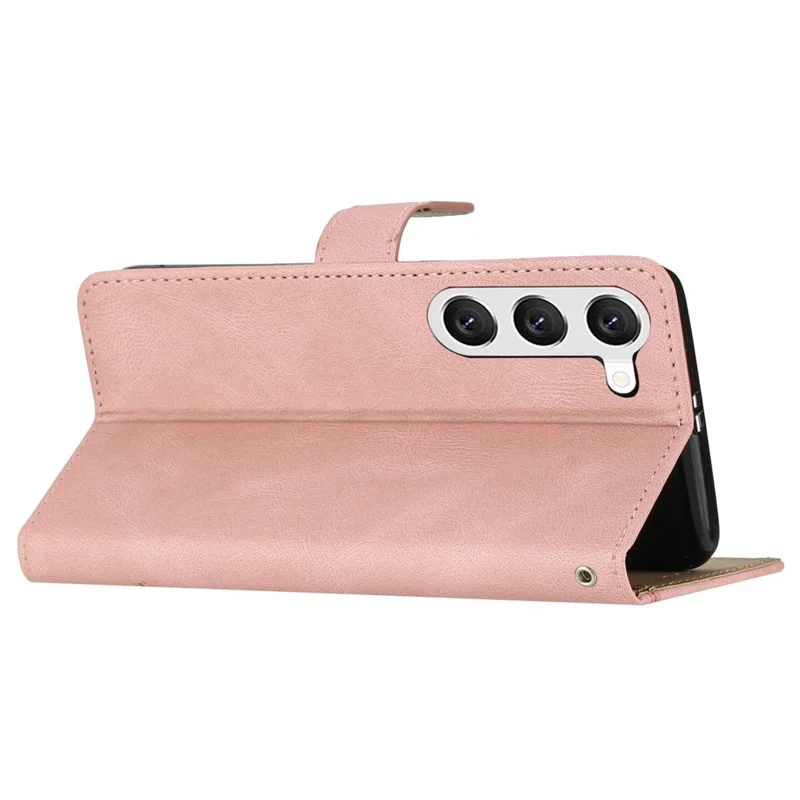 Para o Samsung Galaxy A55 5G Case de Telefone Celular Textura de Cavalo Louco Titular do Cartão Cover - Rose Gold