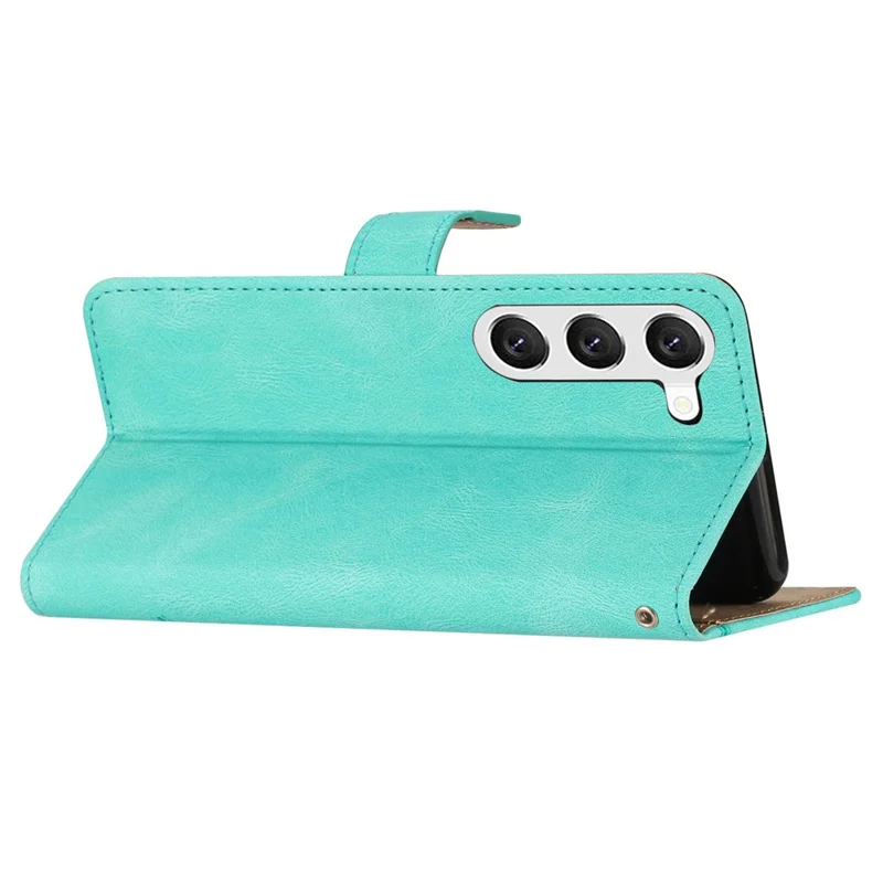 For Samsung Galaxy A55 5G Cell Phone Case Crazy Horse Texture Card Holder Cover - Green