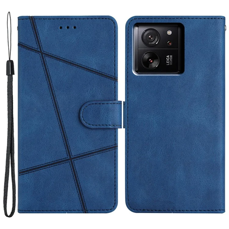 Per Xiaomi 13T / 13T Pro / Redmi K60 Ultra Custodia Magnetica Impresso Linee Portafoglio Cover Telefono - Blu