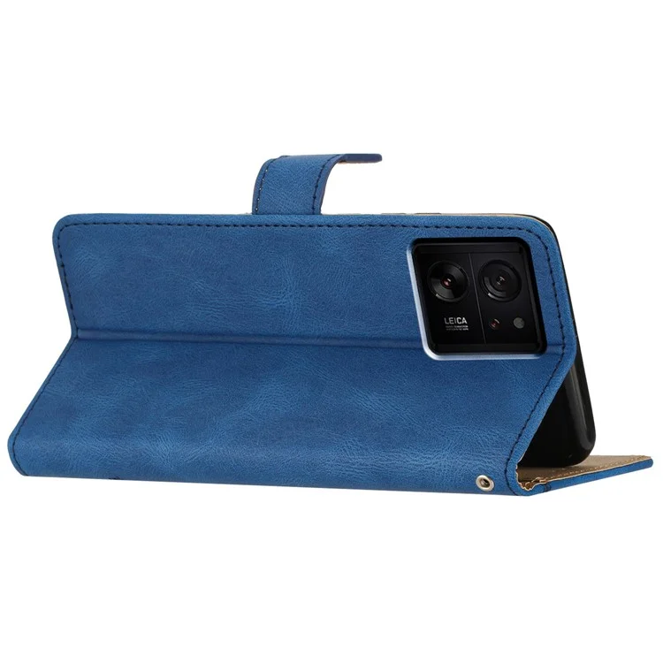 Per Xiaomi 13T / 13T Pro / Redmi K60 Ultra Custodia Magnetica Impresso Linee Portafoglio Cover Telefono - Blu