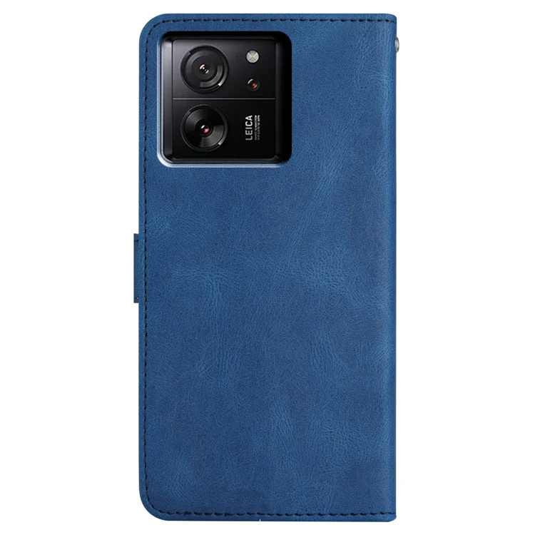Per Xiaomi 13T / 13T Pro / Redmi K60 Ultra Custodia Magnetica Impresso Linee Portafoglio Cover Telefono - Blu