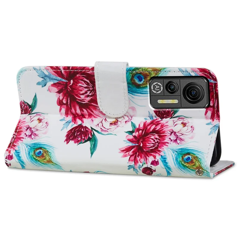 For Ulefone Note 14 Stand Leather Case Pattern Printing Phone Wallet - Peacock Flower