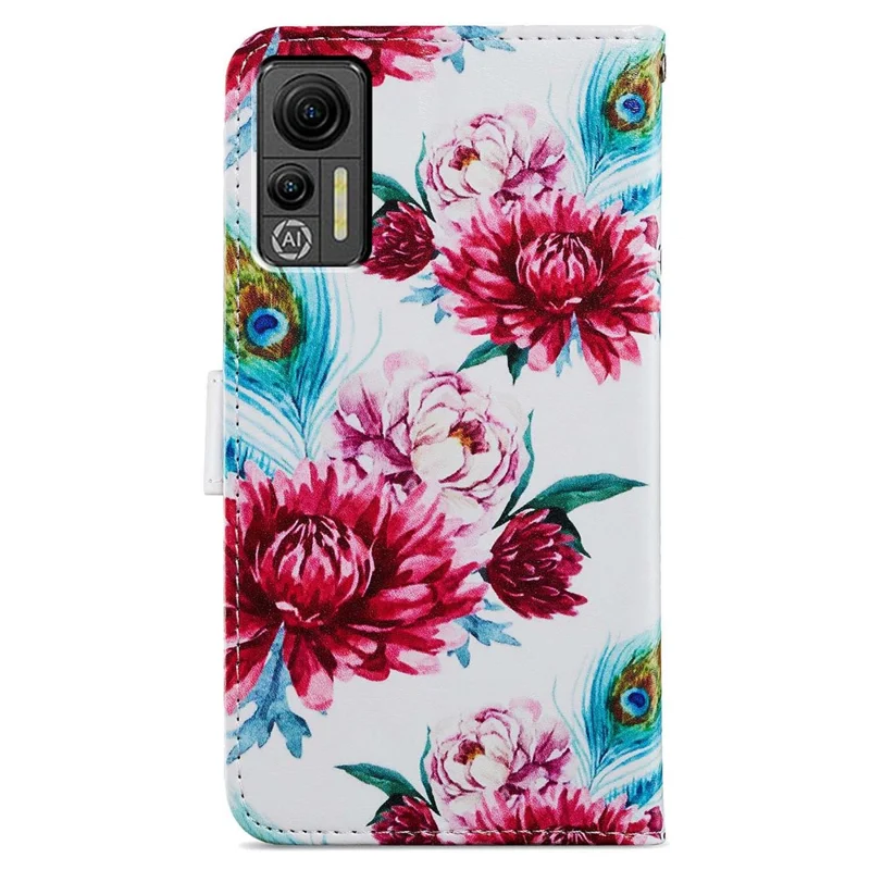 For Ulefone Note 14 Stand Leather Case Pattern Printing Phone Wallet - Peacock Flower