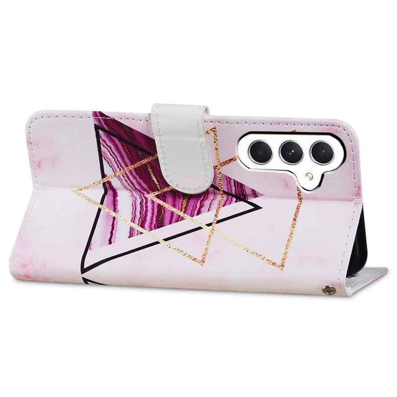 For Samsung Galaxy A55 5G Cell Phone Case PU Leather Pattern Print Wallet Cover - Tri-color Marble