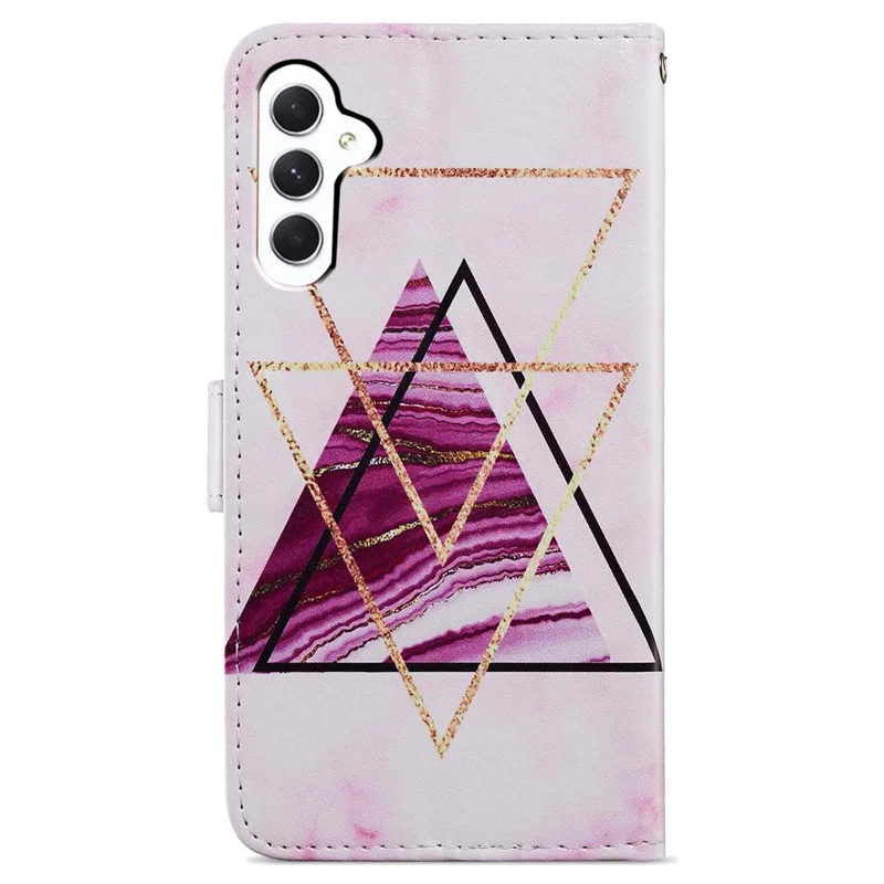For Samsung Galaxy A55 5G Cell Phone Case PU Leather Pattern Print Wallet Cover - Tri-color Marble