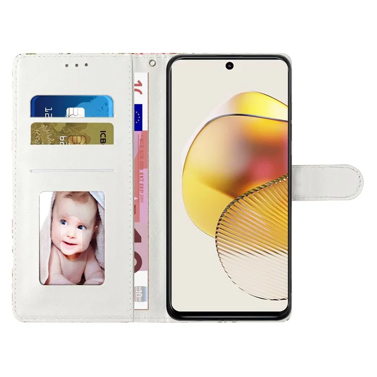 Para Motorola Moto G84 5G Capa de Telefone Padrão de Couro Impressa Capa com Alça de Pulso - Girassol
