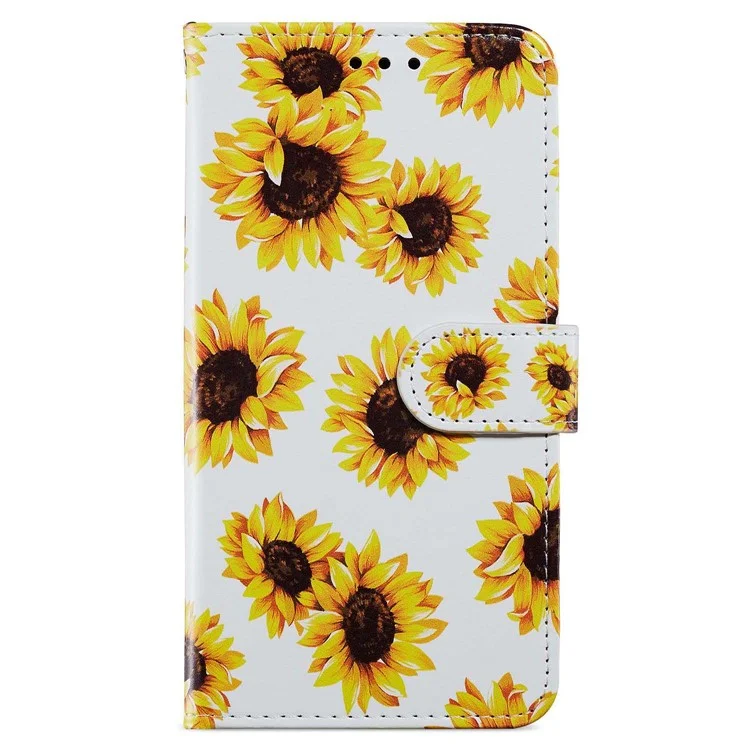 Para Motorola Moto G84 5G Capa de Telefone Padrão de Couro Impressa Capa com Alça de Pulso - Girassol