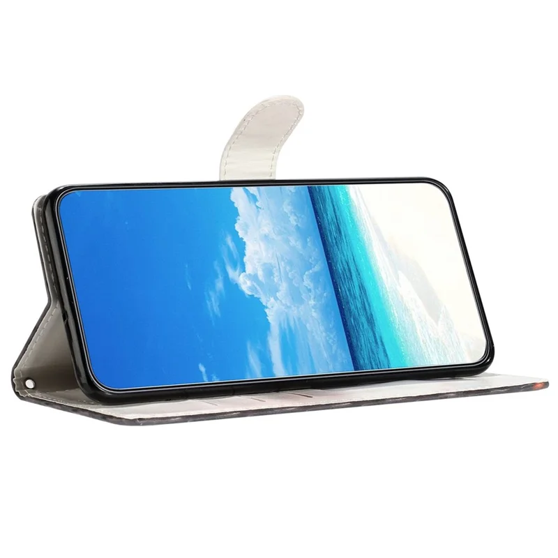 For Xiaomi Redmi 13C 4G / Poco C65 4G Case Leather Pattern Printing Stand Protective Cover -  Tri-color Marble