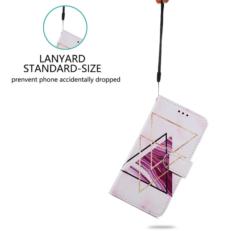 For Xiaomi Redmi 13C 4G / Poco C65 4G Case Leather Pattern Printing Stand Protective Cover -  Tri-color Marble