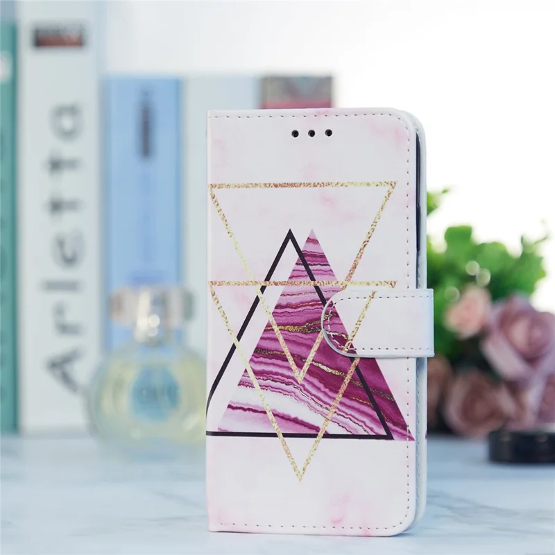 For Xiaomi Redmi 13C 4G / Poco C65 4G Case Leather Pattern Printing Stand Protective Cover -  Tri-color Marble