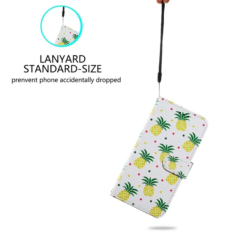For Samsung Galaxy A35 5G Leather Case Pattern Printing Phone Cover with Card Slots - Pineapple