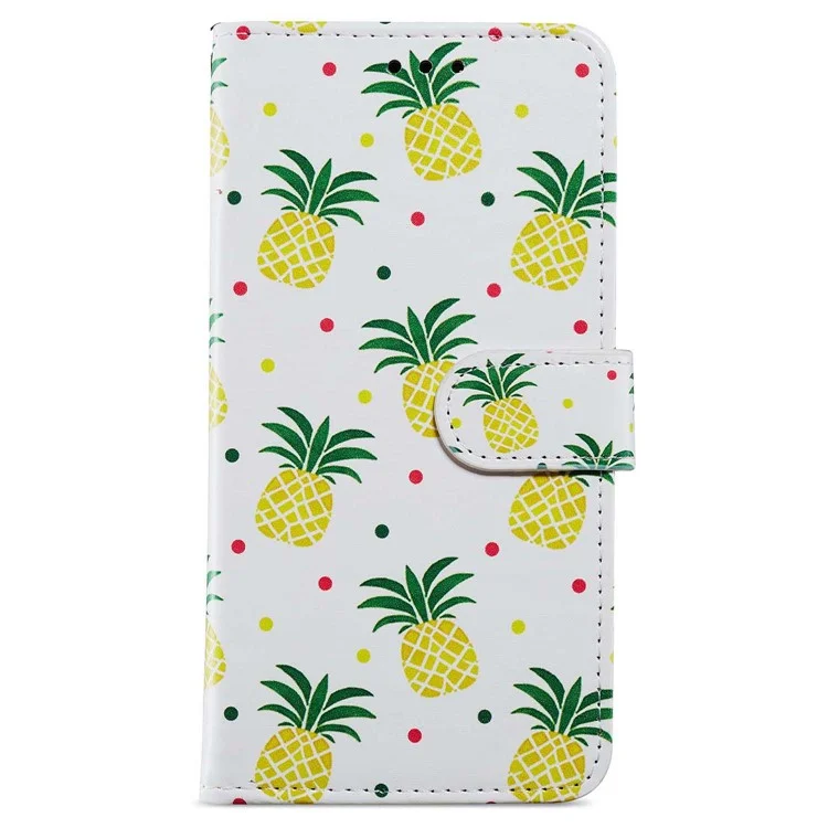 For Samsung Galaxy A35 5G Leather Case Pattern Printing Phone Cover with Card Slots - Pineapple