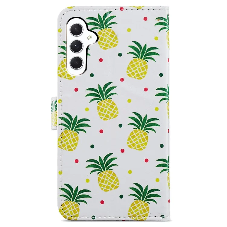For Samsung Galaxy A35 5G Leather Case Pattern Printing Phone Cover with Card Slots - Pineapple