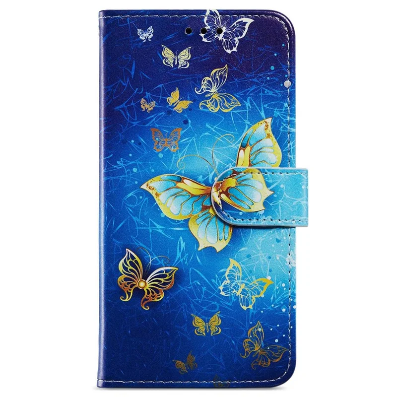 For Samsung Galaxy A35 5G Leather Case Pattern Printing Phone Cover with Card Slots - Golden Butterfly