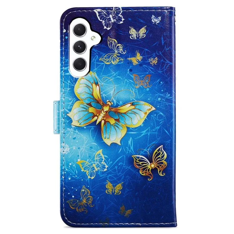 For Samsung Galaxy A35 5G Leather Case Pattern Printing Phone Cover with Card Slots - Golden Butterfly