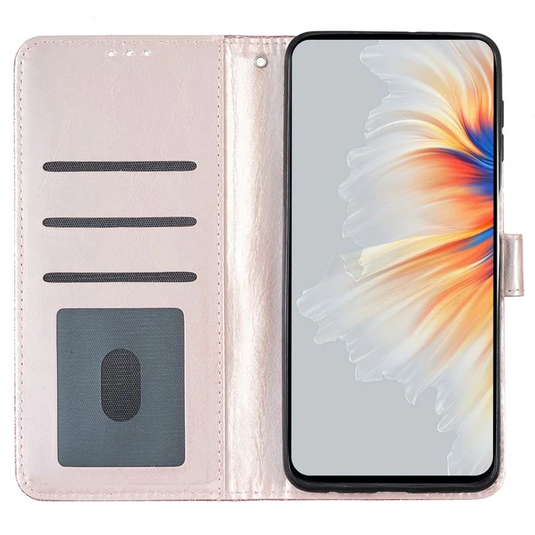 Para o Motorola Moto G84 5G Capa de Couro Glitter Phone Cover Stand Wallet - Rose Gold