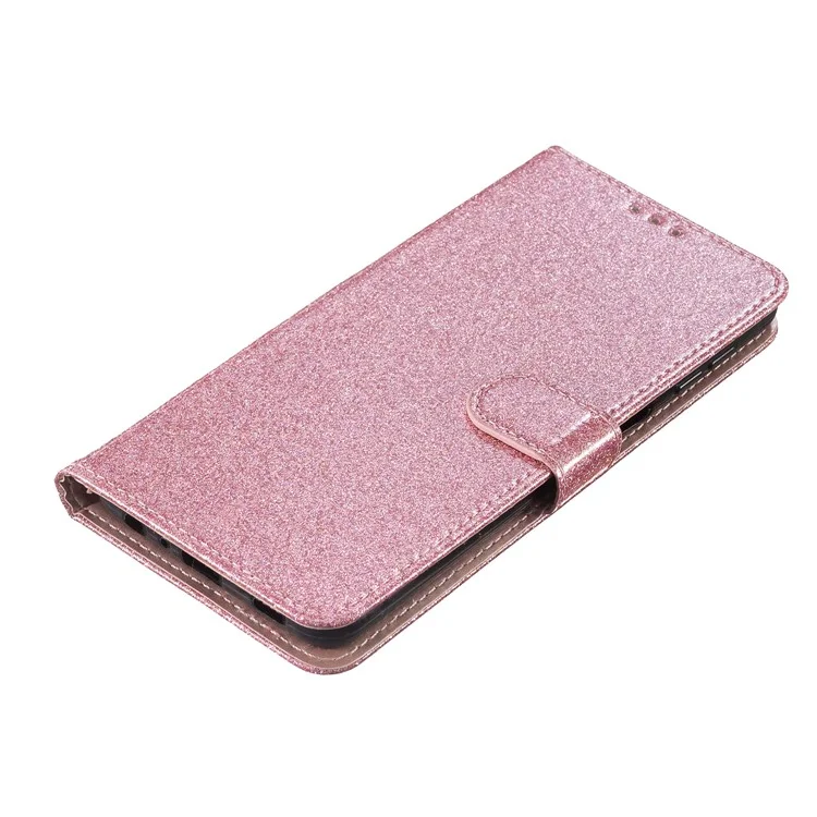 Para o Motorola Moto G84 5G Capa de Couro Glitter Phone Cover Stand Wallet - Rose Gold
