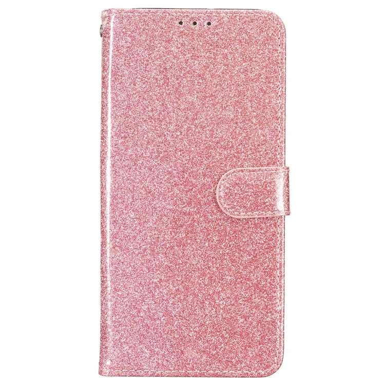Para o Motorola Moto G84 5G Capa de Couro Glitter Phone Cover Stand Wallet - Rose Gold