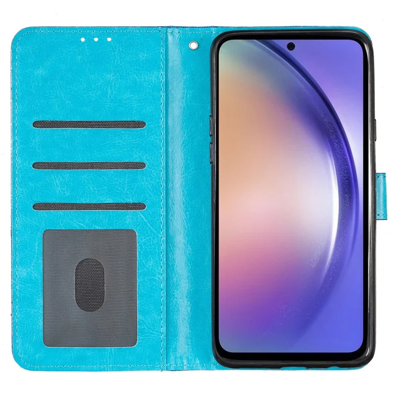 Для Samsung Galaxy A55 5G Сверкающий блестящий кожаный чехол-подставка и бумажник - синий